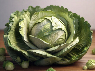 Fresh Green Cabbage close up generative AI.