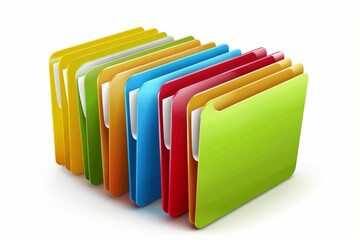 Colorful file folders organized in a row.