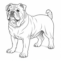 Obraz premium Multiple bulldog coloring pages for young children to color in. Kids coloring page