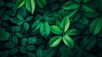 Green leaves Low key modern style toned background image : Generative AI