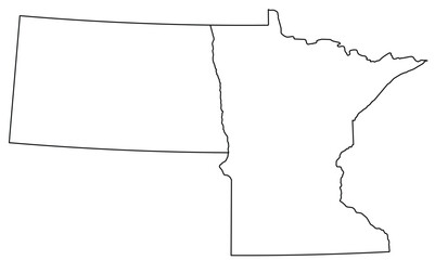 Map of the US states with districts. Map of the U.S. state of North Dakota, Minnesota