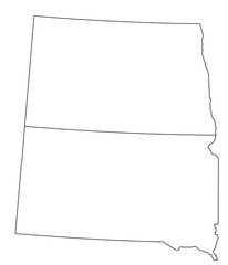 Map of the US states with districts. Map of the U.S. state of North Dakota, South Dakota
