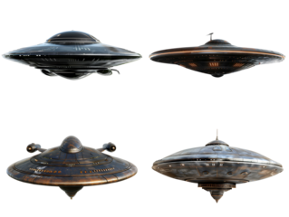 imagine picture set of Unidentified Flying Object (UFO), Unidentified Aerial Phenomena (UAP), Strange objects may come from outer space or contain unexpected technology, PNG transparent