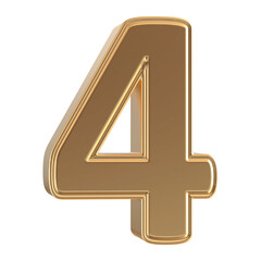 Obraz premium Gold 3D Number 4