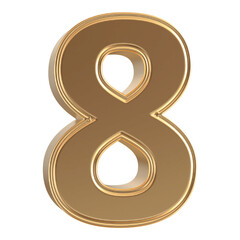 Gold 3D Number 8