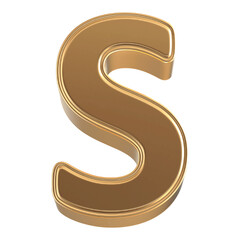 Naklejka premium Golden 3D Font Letter S uppercase