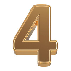 Gold 3D Number 4