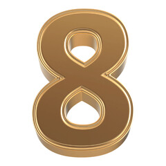 Gold 3D Number 8