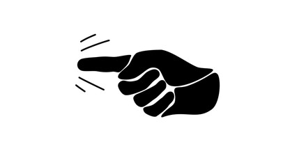 Pointing finger sign, black isolated silhouette