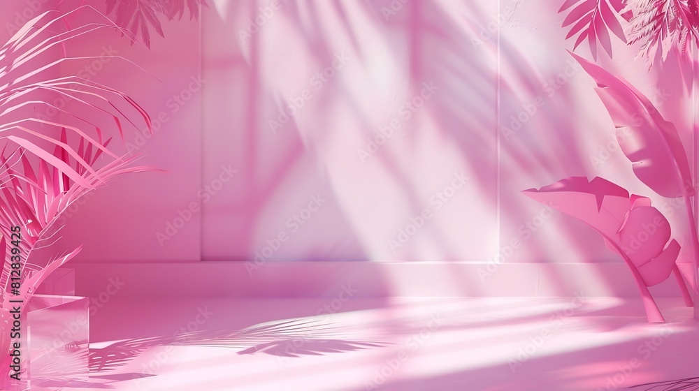 Poster abstract gradient pink studio background for product presentation empty room with shadows of window 