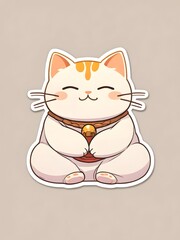 Obraz premium Buddha Cat Cute Animal Illustration Art