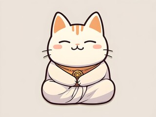 Obraz premium Buddha Cat Cute Animal Illustration Art