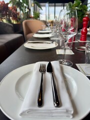 table setting at restaurant
