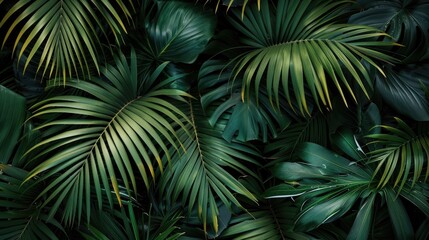 tropical leaves top view. Selective focus