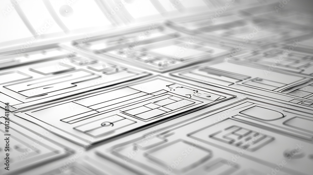 Poster BW Website Design Wireframe Examples Of Web And Mobile Wireframe Sketches Printable : Generative AI