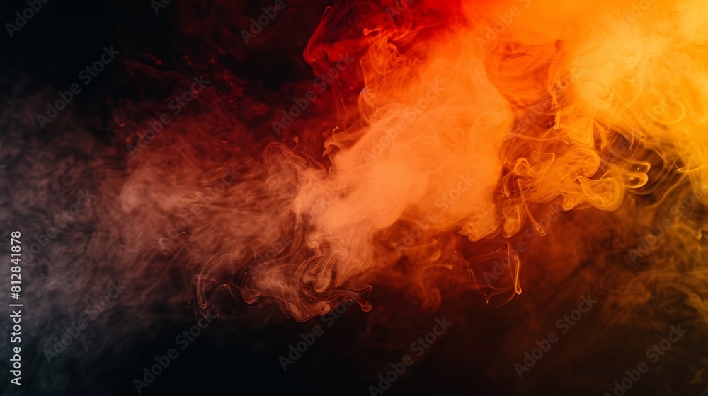 Poster orange and red steam on a black background copy space : generative ai