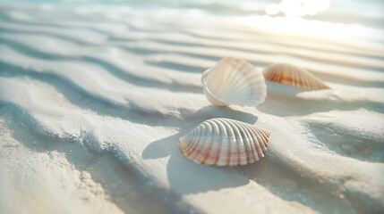seashells on sand beach : Generative AI
