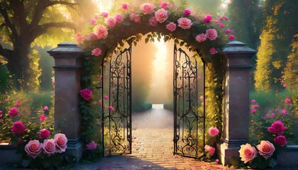Fototapeta premium door with flowers