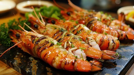 Grilled Prawn With Red Sauce AI generated