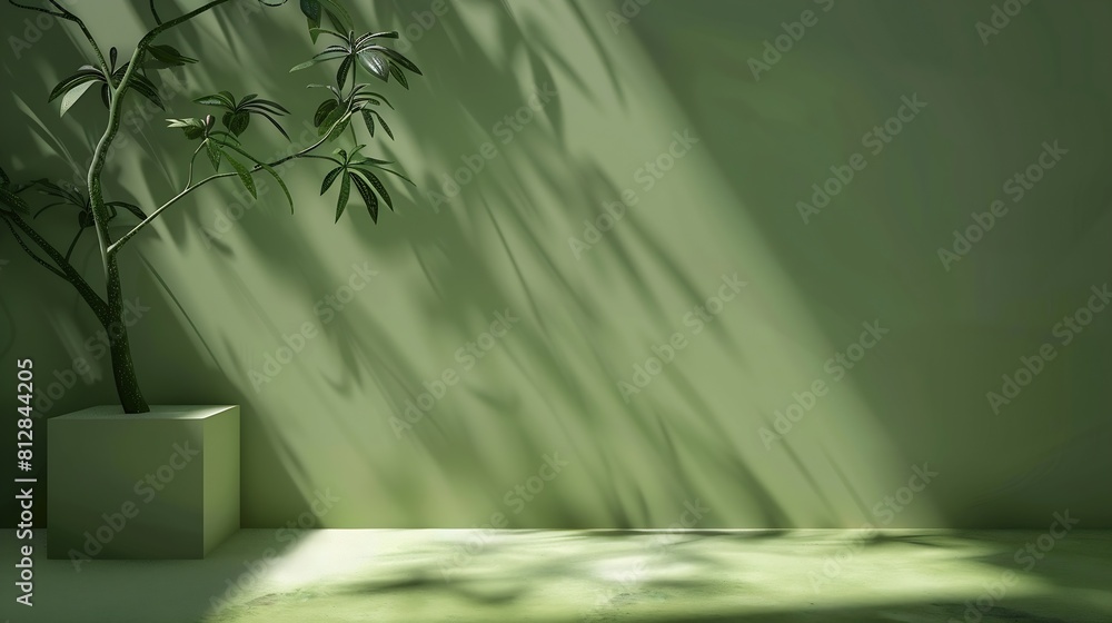 Poster green shadow background studio room photo empty gradient leaf floor wall backdrop muslin design canv