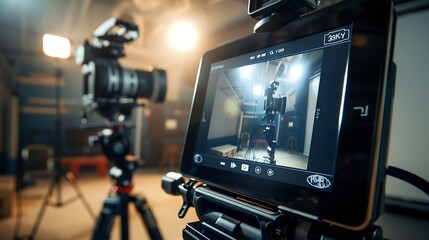 Tablet isolated on white background with online video app on screen : Generative AI