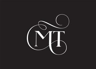 MT latter ligature typography logo design template