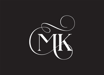 MK latter ligature typography logo design template