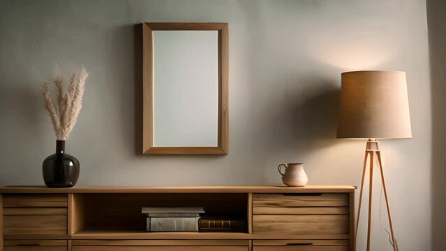 Wooden Dresser With Mirror Generative AI