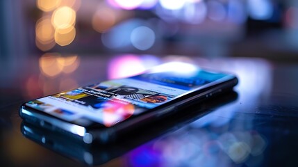 Mobile phone with sample news website on the screen : Generative AI