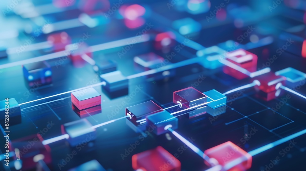 Aufkleber Business process and workflow automation with flowchart Organization chart with hierarchy structure of teams and employees in company Business and technology concept : Generative AI