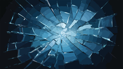 Crashed windows glass 3d photo realistic vector ill