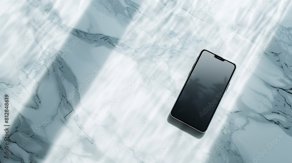 Aufkleber flatlay mobile phone on marble table aesthetic elegant blog online shopping online store social medi