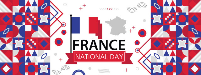 Obraz premium France national day banner with French flag colors background, creative independence day banner, Poster, card, banner, template, for Celebrate annual