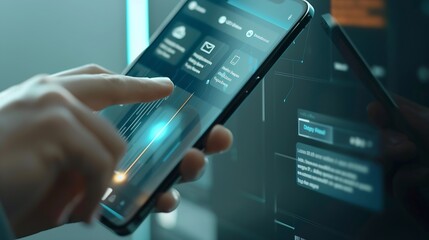Creative Web Designer planning application and developing template layout framework for mobile phone User experience UX concept : Generative AI
