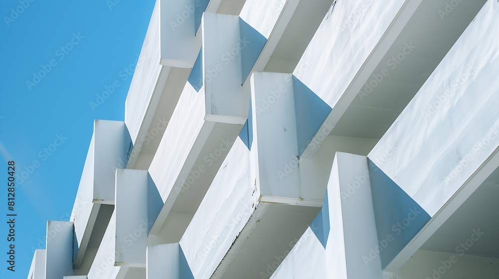Poster abstract architecture background texture close up of geometric structure made of balconies fragments