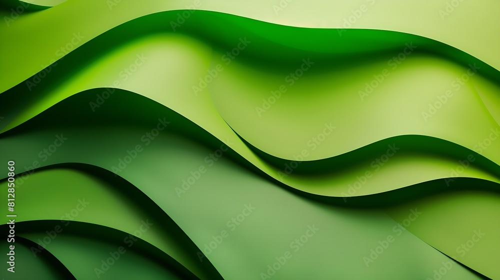 Poster abstract green color paper texture background minimal paper cut style composition with layers of geo