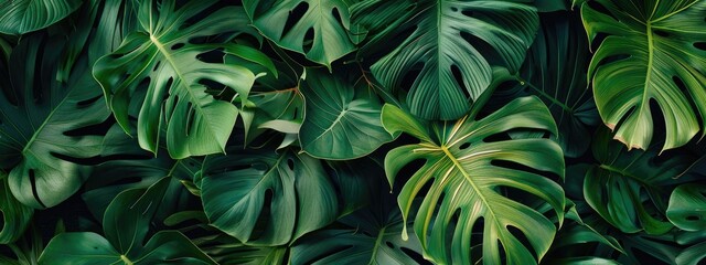 tropical leaves top view. Selective focus