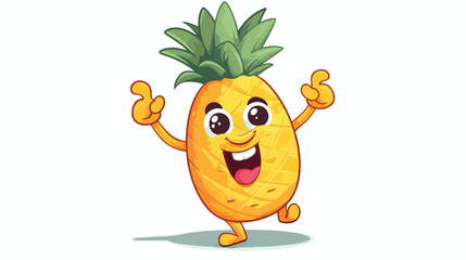 Cute and funny pineapple character jumping and show