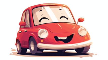 Cute and funny red car auto character happy and exc