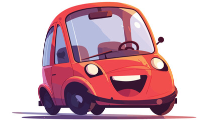 Cute and funny red car auto character happy and exc
