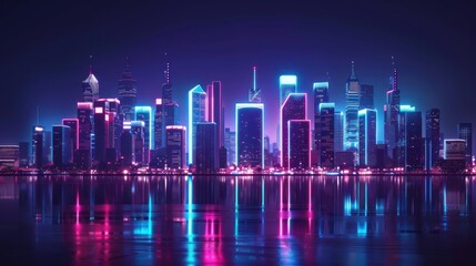 cityscape with space and neon light effect. Modern hi-tech, science, futuristic technology concept AI generated