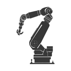 Silhouette industrial robotic arm black color only