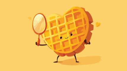 Cute and funny waffle wafer character looking into