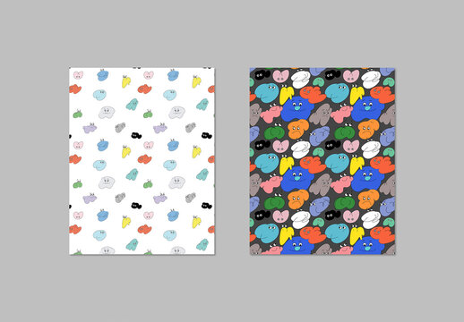 Cute Fun Seamless Patterns Layout