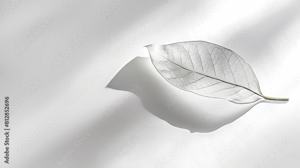 Poster shadow of leaf overlay on white texture background use for decorative product presentation : generat