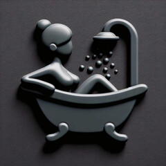 cartoon woman taking bath