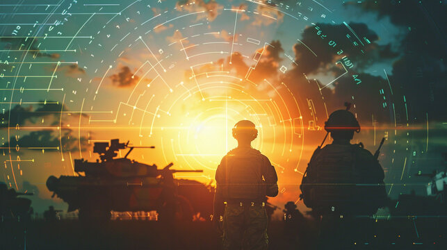 army soldier with tank in war battle using gun weapon. simulation support war