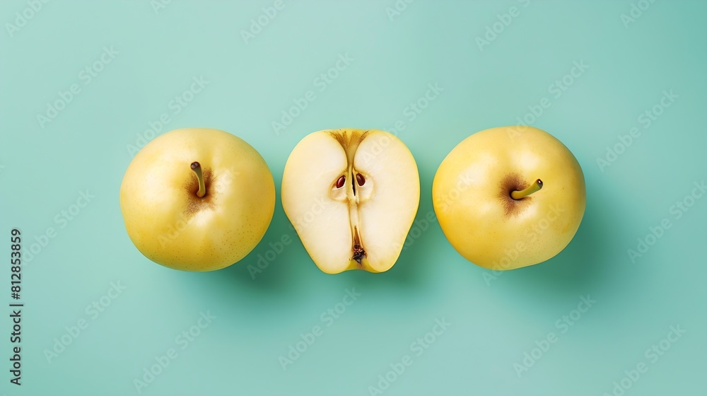 Poster fresh chinese pear or nashi fruit creative layout healthy eating and food concept fruits composition