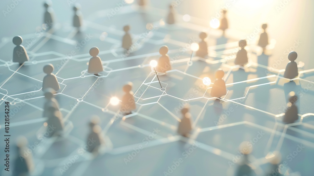Aufkleber Organization chart with hierarchy structure of teams and employees in company Business process and workflow automation with flowchart Business and technology concept : Generative AI