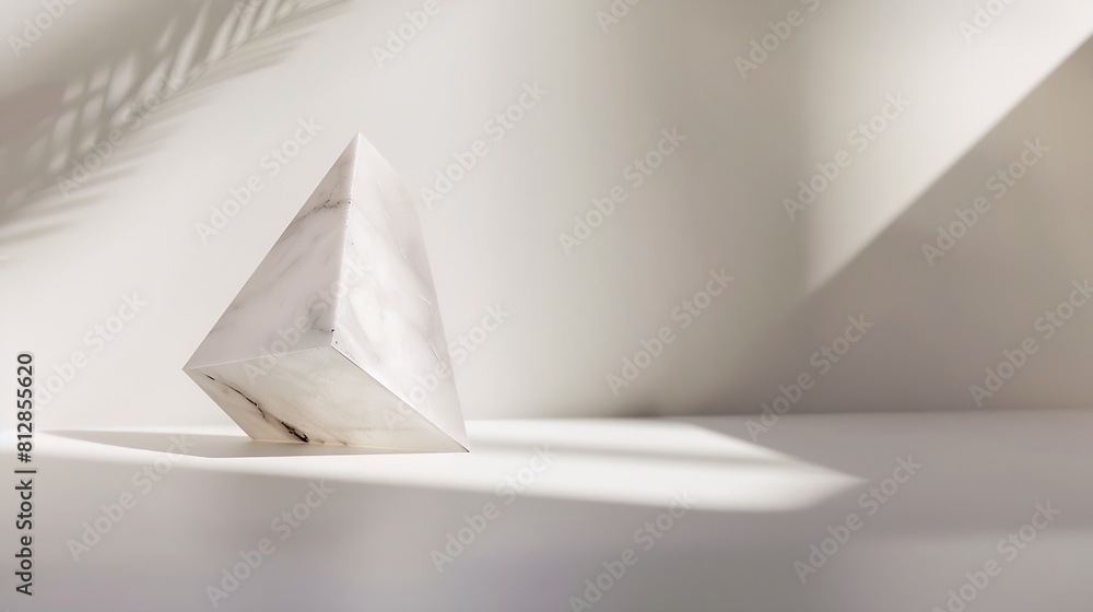 Poster Geometric figure with a marble texture on a light background Design for presentation : Generative AI